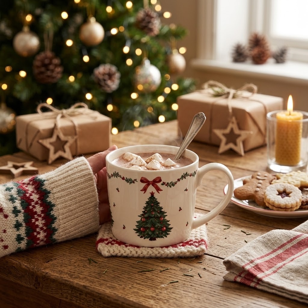 Porcelánový hrnek se stromky Christmas Harmony - 12*8*7 cm / 275 ml