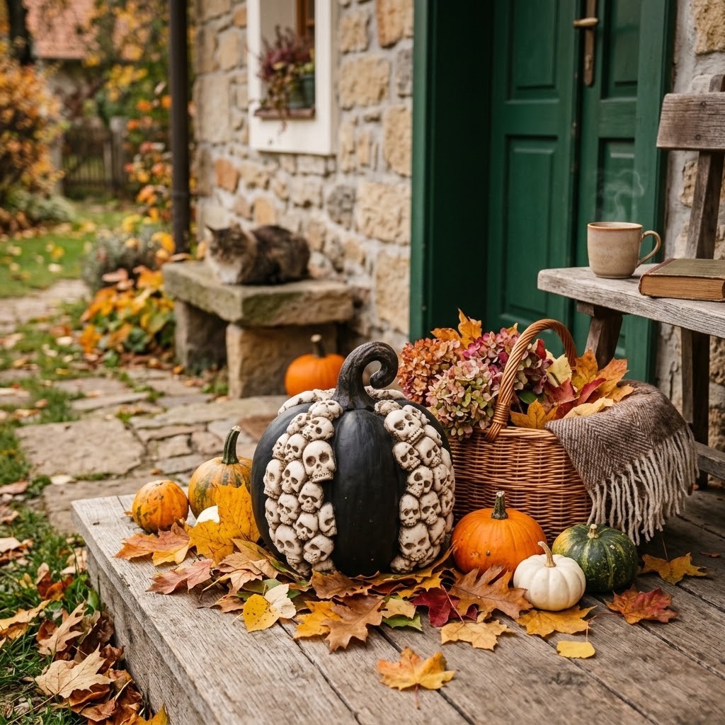 Dekorace dýně s lebkami Pumpkin Halloween - 36*35*37 cm Clayre & Eef Dekorace dýně s lebkami Pumpkin Halloween - 36*35*37 cm Clayre & Eef