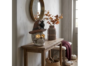 Halloween dekorace lebka s LED osvětlením - 30*33*44 cm
