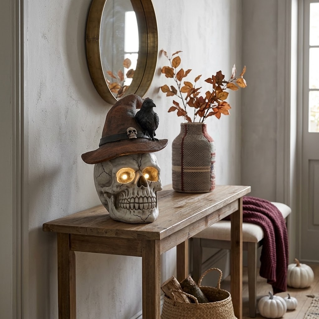 Halloween dekorace lebka s LED osvětlením - 30*33*44 cm Clayre & Eef Halloween dekorace lebka s LED osvětlením - 30*33*44 cm Clayre & Eef