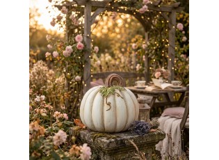Béžová antik dekorace dýně Pumpkin - Ø 22*22 cm