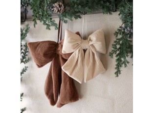 Sada 2ks textilní závěsné mašle Chic – béžová & mocca - 22*26/ 28*36 cm