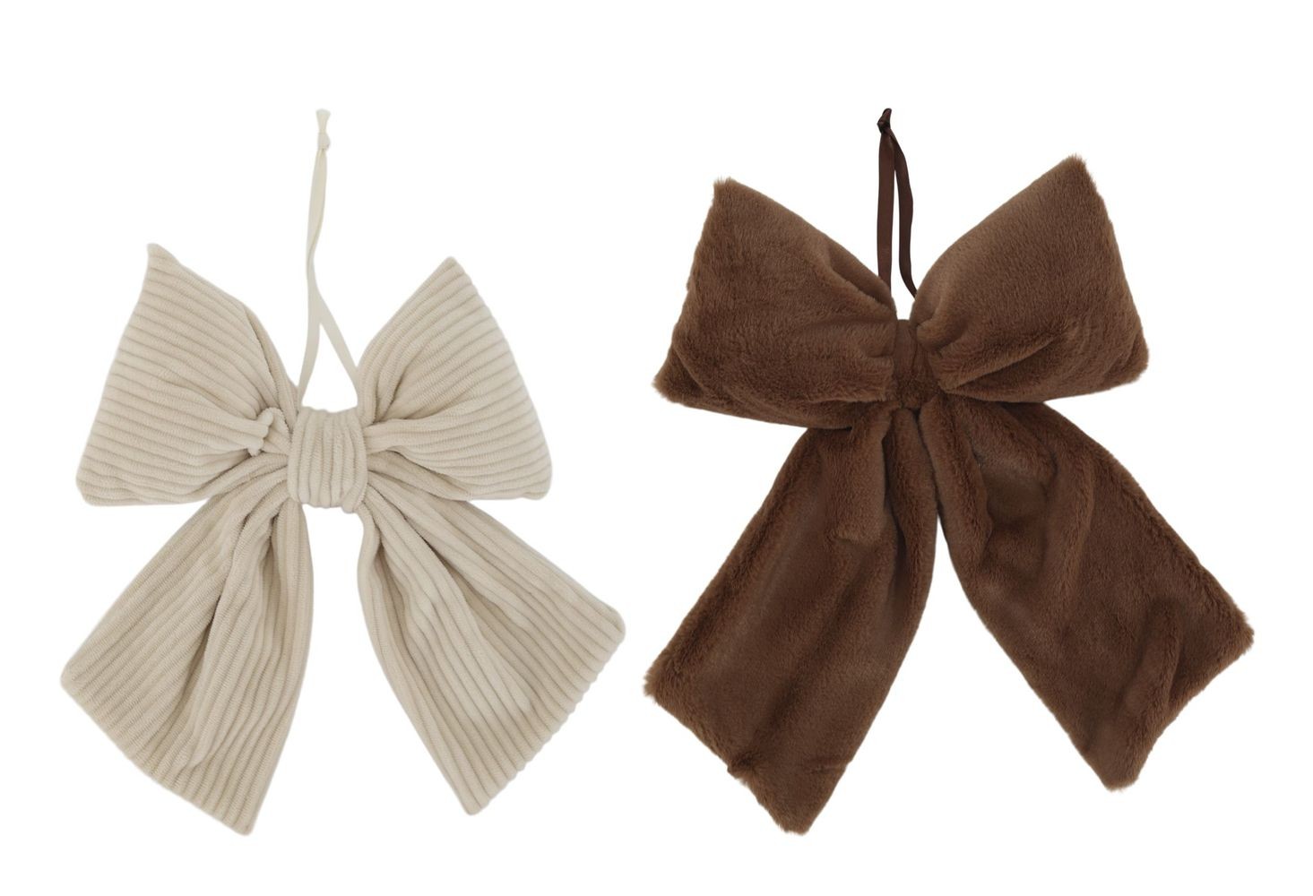 Sada 2ks textilní závěsné mašle Chic – béžová & mocca - 22*26/ 28*36 cm