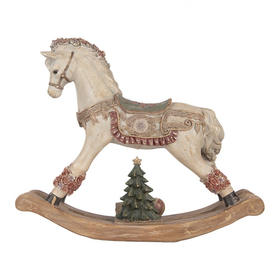 Béžový antik dekorační houpací kůň Rocking Horse - 55*14*46 cm Clayre & Eef Béžový antik dekorační houpací kůň Rocking Horse - 55*14*46 cm Clayre & Eef