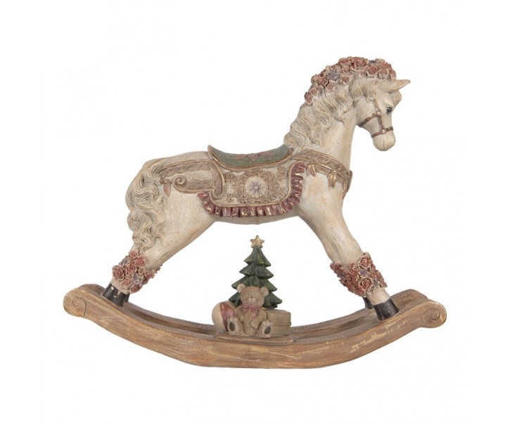 Béžový antik dekorační houpací kůň Rocking Horse - 55*14*46 cm Clayre & Eef