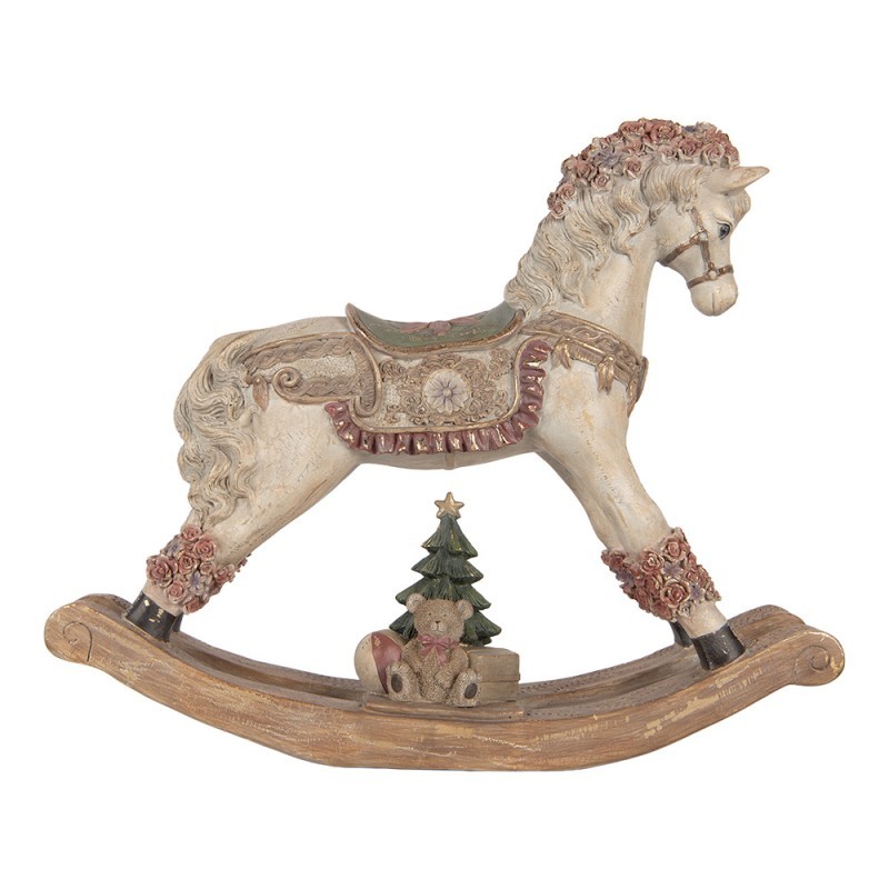 Béžový antik dekorační houpací kůň Rocking Horse - 55*14*46 cm