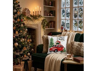 Vánoční dekorační polštář s autíčkem Merry Christmas - 45*45*4 cm