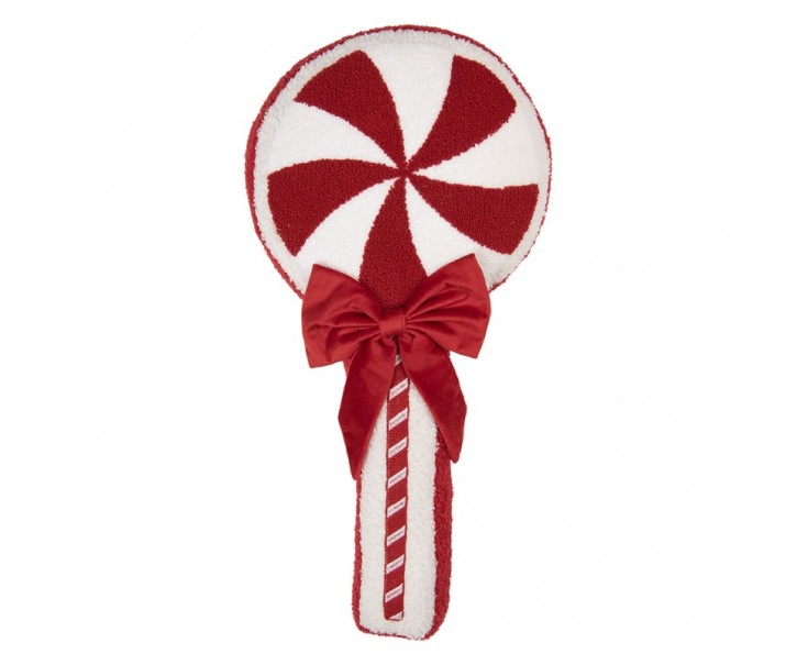 Červený dekorační polštář ve tvaru lízátka Lollipop - 25*53*4 cm Clayre & Eef