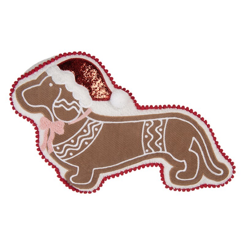 Hnědý dekorační polštář ve tvaru jezevčíka Dachshund - 25*45*4 cm