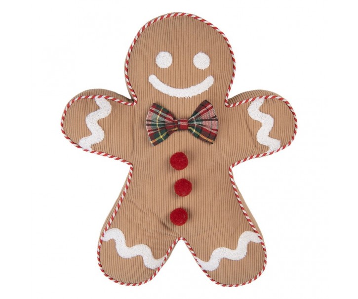 Vánoční dekorační polštář ve tvaru perníčka Gingerbread - 35*40*4 cm Clayre & Eef