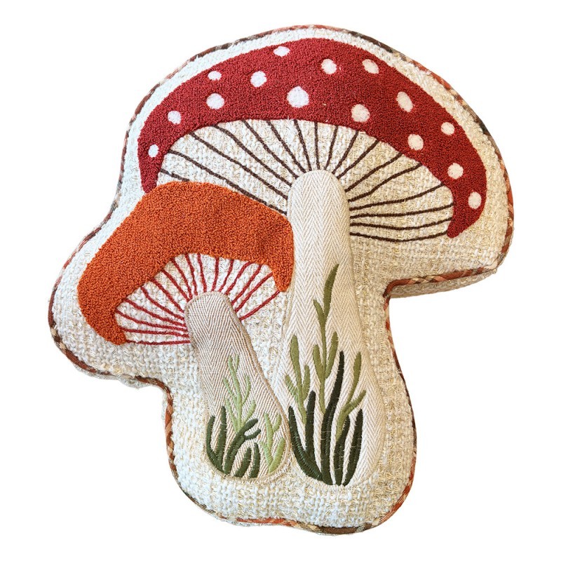Béžový dekorativní polštář ve tvaru muchomůrky - 44*4*38 cm