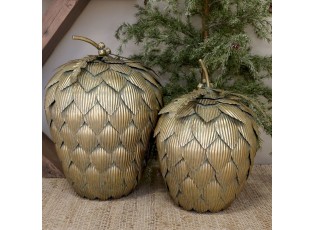 Elegantní kovová dekorace šiška v antik mosazi Vire Cone XL - 37*56 cm