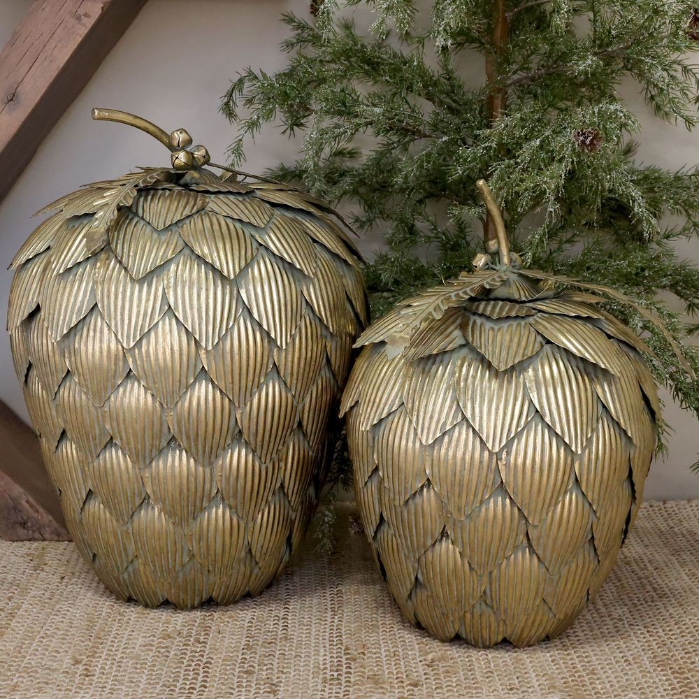 Elegantní kovová dekorace šiška v antik mosazi Vire Cone XL - 37*56 cm