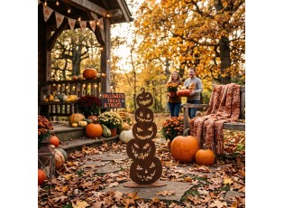 Rustikální rezavá dekorace dýně Halloween Rust - 15*20*40 cm