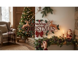 Závěsná kovová cedule Merry Christmas - 70*1*34 cm