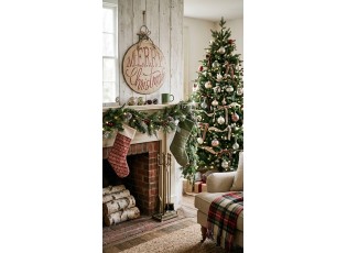 Vintage nástěnná kovová cedule ve tvaru baňky Merry Christmas - 40*4*53 cm