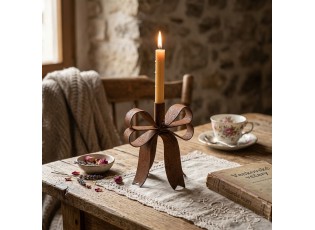 Rustikální rezavý svícen mašle Bow Candle Rust - 19*15*18 cm