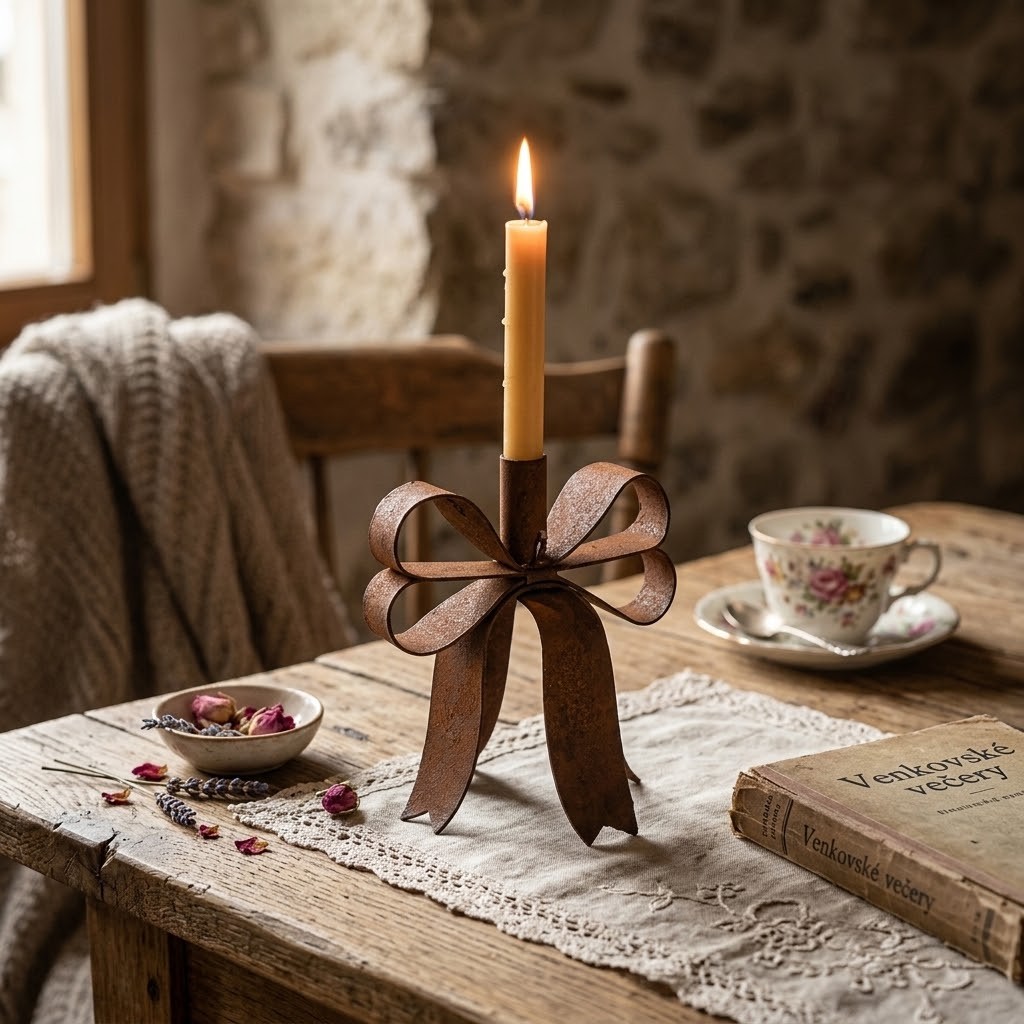 Kovový rustikální rezavý svícen mašle Bow Candle Rust - 19*15*18 cm Clayre & Eef Kovový rustikální rezavý svícen mašle Bow Candle Rust - 19*15*18 cm Clayre & Eef