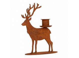 Kovový rustikální rezavý svícen jelen Deer Candle Rust - 11*12*15 cm