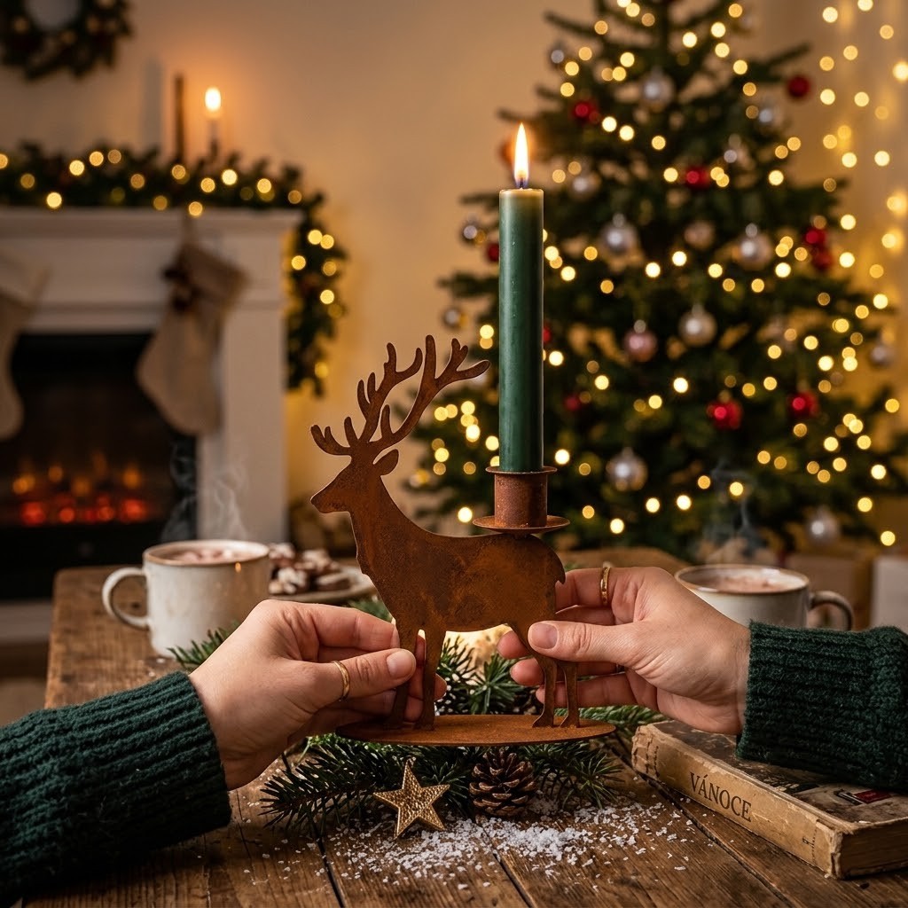 Kovový rustikální rezavý svícen jelen Deer Candle Rust - 11*12*15 cm Clayre & Eef Kovový rustikální rezavý svícen jelen Deer Candle Rust - 11*12*15 cm Clayre & Eef