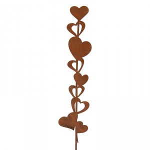 Rustikální rezavý zápich srdíčka Hearts Rust - 6*1*28 cm