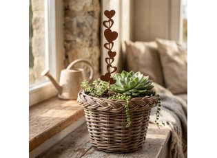 Rustikální rezavý zápich srdíčka Hearts Rust - 6*1*28 cm