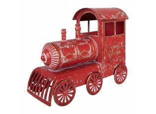 Červená kovová vánoční mašinka Merry Christmas - 69*15*28 cm