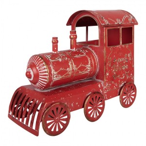 Červená kovová vánoční mašinka Merry Christmas - 69*15*28 cm