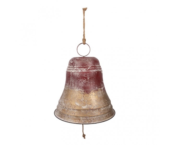Obrovský koový červeno-zlarý závěsný zvon Bell s rolničkou - Ø 52*56 cm Clayre & Eef