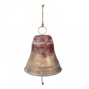 Obrovský kovový vintage závěsný zvon Bell s rolničkou - Ø 52*56 cm