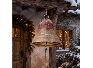 Obrovský kovový vintage závěsný zvon Bell s rolničkou - Ø 52*56 cm