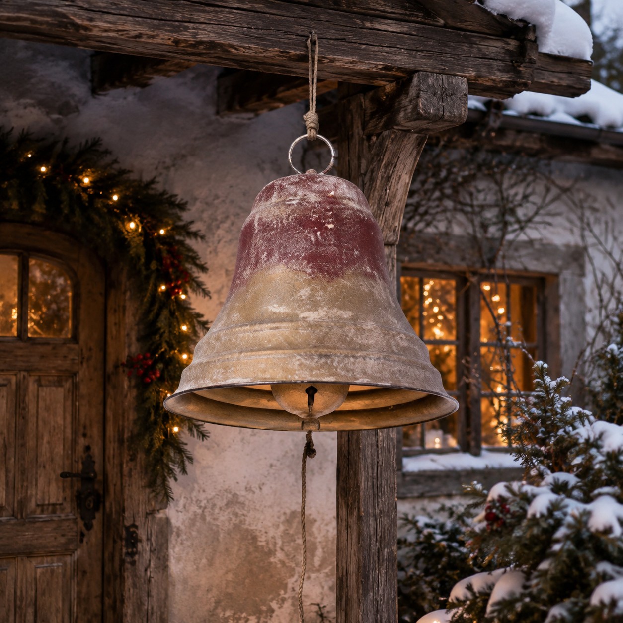 Obrovský kovový vintage závěsný zvon Bell s rolničkou - Ø 52*56 cm