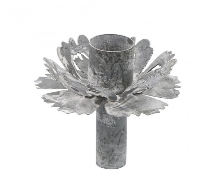 Zinkový antik kovový dekorační svícen květina na láhev Décor - Ø 7*7cm Chic Antique