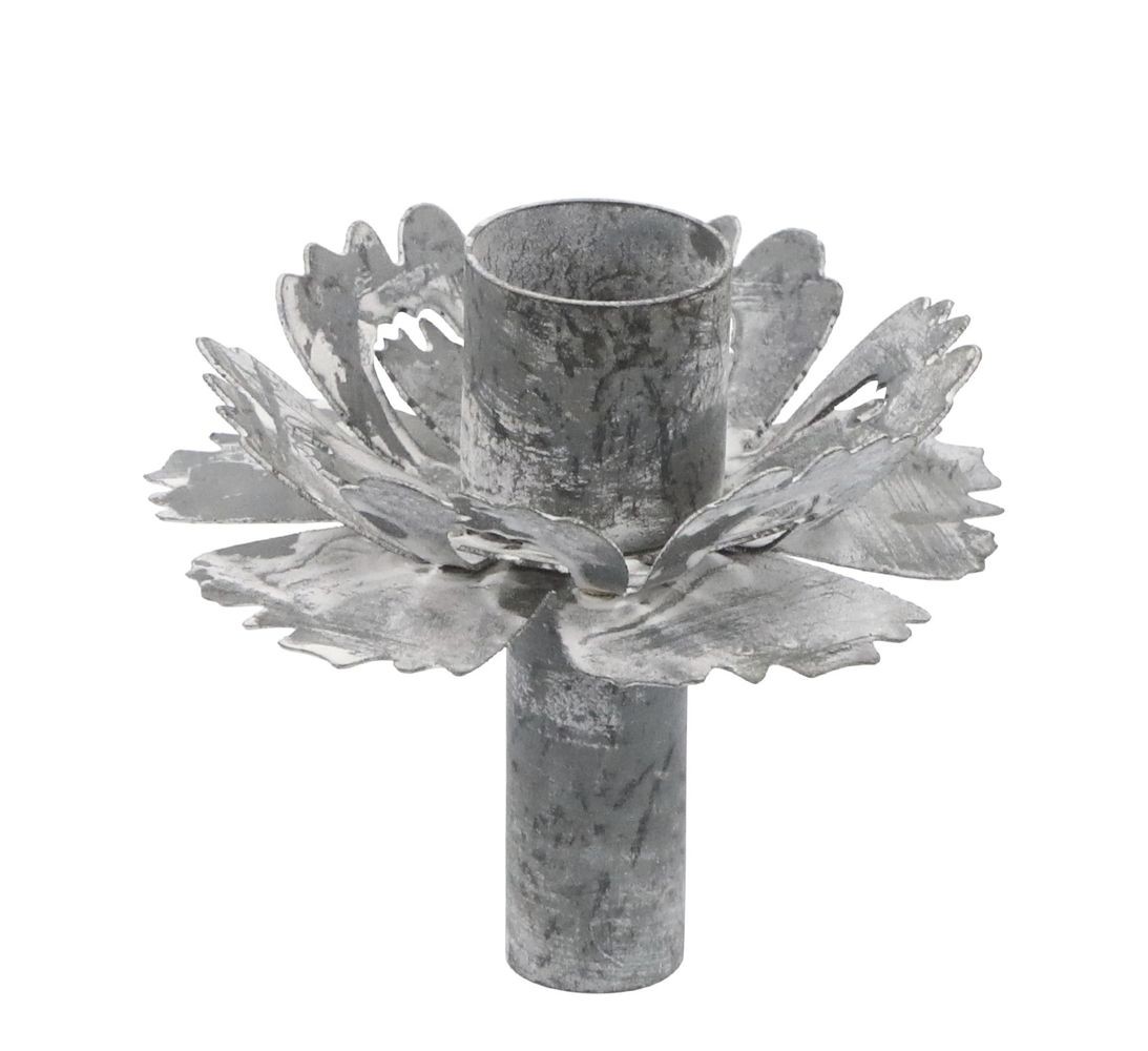 Zinkový antik kovový dekorační svícen květina na láhev Décor - Ø 7*7cm