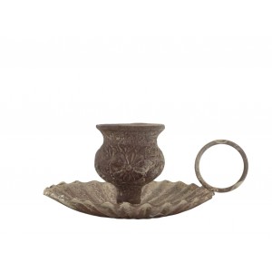 Mocca kovový svícen na úzkou svíčku s očkem Charm Antique - 10*6 cm