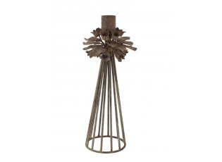 Mocca kovový svícen s květy na úzkou svíčku Charm Antique - 9,5*23 cm