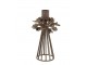 Mocca kovový svícen s květy na úzkou svíčku Charm Antique - 9*23 cm Chic Antique