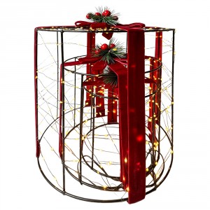 3ks vánoční dekorace svítící dárek s LED – 15*15*15/ 20*20*20/ 28*28*28 cm
