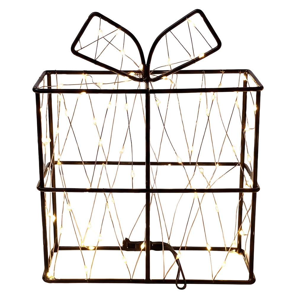 Sada 3ks vánoční dekorace svítící dárek s LED – 15*3*24/20*3*40/25*3*46 cm Clayre & Eef Sada 3ks vánoční dekorace svítící dárek s LED – 15*3*24/20*3*40/25*3*46 cm Clayre & Eef