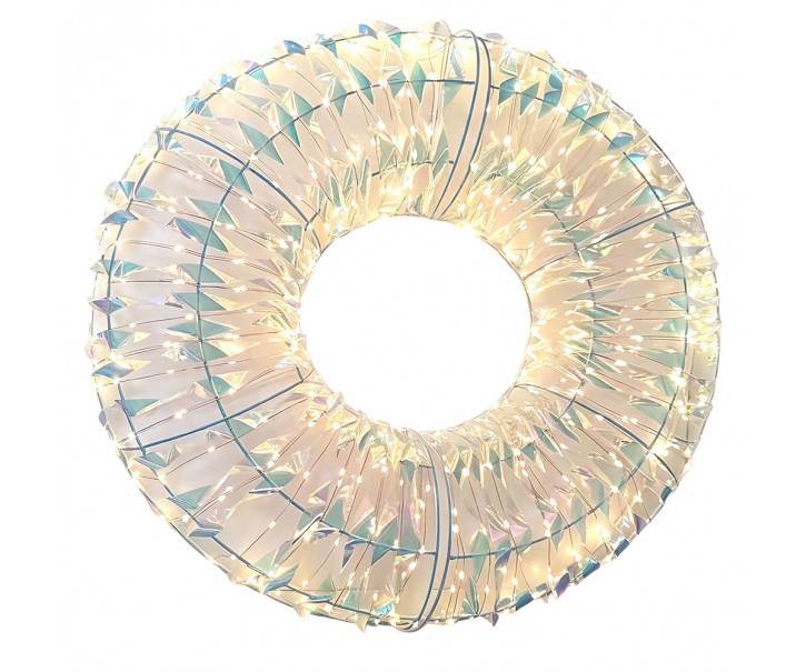 Vánoční dekorace svítící zlatý věnec s LED osvětlením – Ø 45*8 cm Clayre & Eef