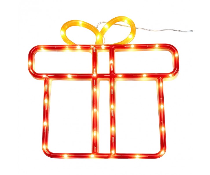 Nástěnné LED svítidlo Vánoční dárek s mašlí – 31*3*33 cm Clayre & Eef