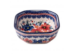 Keramická hranatá miska s květy Blooming Blue – 11*11*4 cm