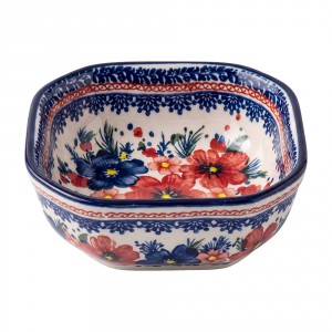 Keramická hranatá miska s květy Blooming Blue – 11*11*4 cm