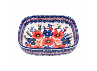 Keramická hranatá mísa s květy Blooming Blue – 15*15*5 cm
