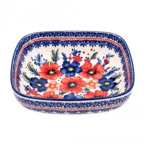 Keramická hranatá miska s kvetmi Blooming Blue – 15*15*5 cm