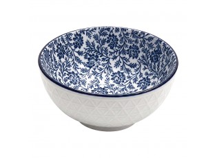 Keramická miska s modrým květinovým motivem - Ø 13*5 cm / 300 ml 