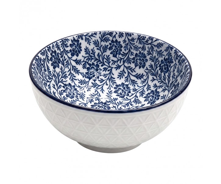 Keramická miska s modrým květinovým motivem - Ø 13*5 cm / 300 ml Clayre & Eef