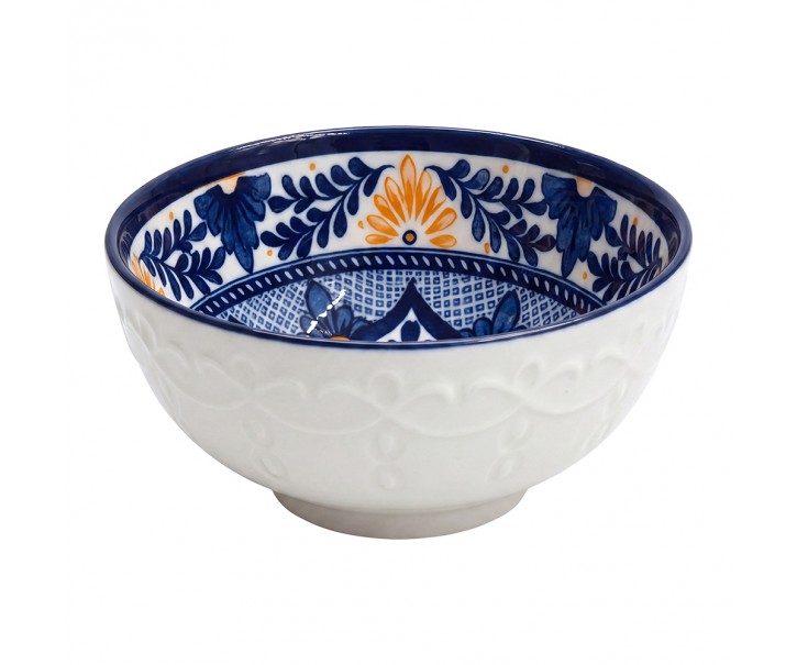 Keramická miska s modrým květinovým motivem - Ø 11*5 cm / 300 ml Clayre & Eef