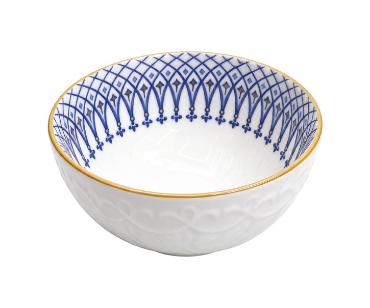 Keramická miska s modrým vzorem - Ø 11*5 cm / 300 ml Clayre & Eef