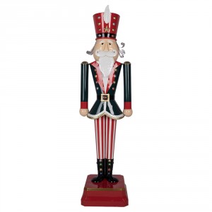 Kovová dekorace Louskáček Nutcracker v červeno - zeleném – 37*31*134 cm